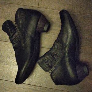 THINK! "AIDA" Black Leather Ankle Boots